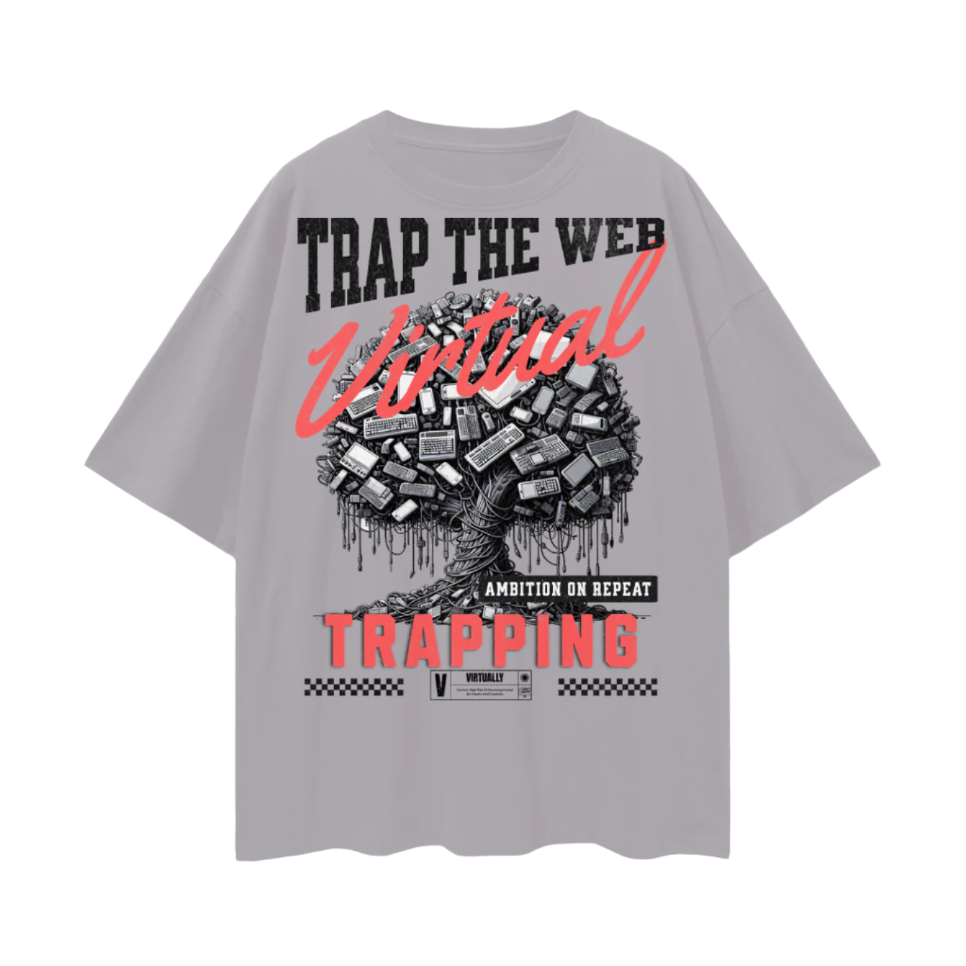 "Trap The Web" Oversize Deep Drop Shoulder Tee
