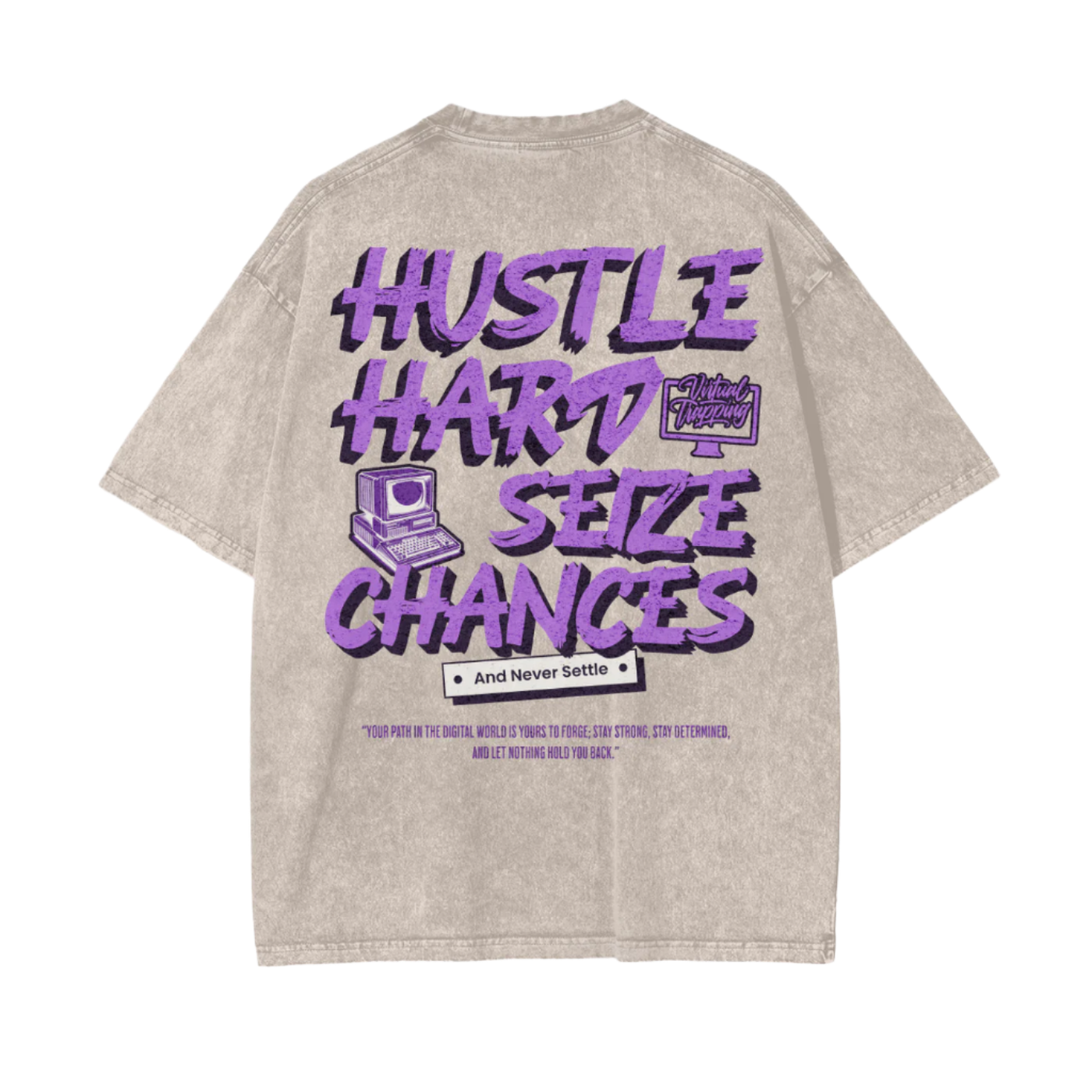 "Hustle Hard" Oversize Snow Washed T-Shirt