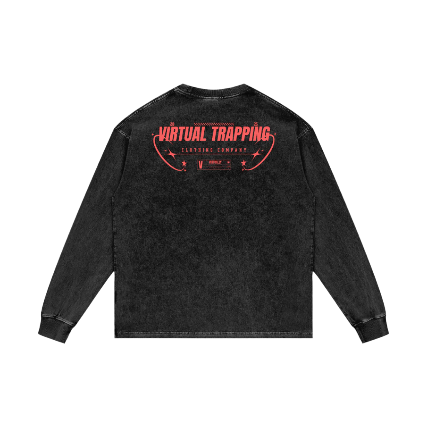 "Trap The Web" Acid Wash Oversize Long Sleeve Tee