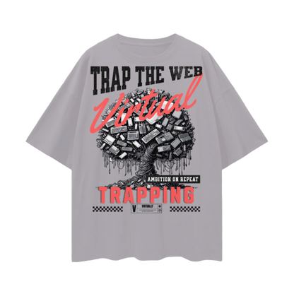 "Trap The Web" Oversize Deep Drop Shoulder Tee