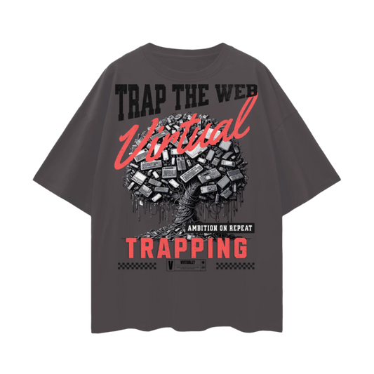 "Trap The Web" Oversize Deep Drop Shoulder Tee