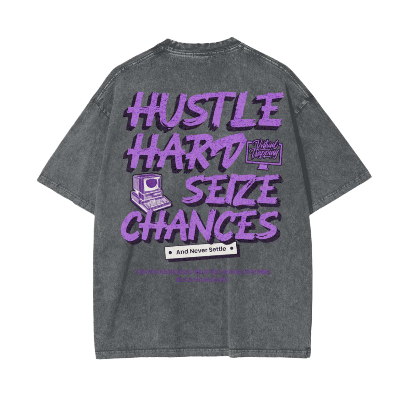 "Hustle Hard" Oversize Snow Washed T-Shirt