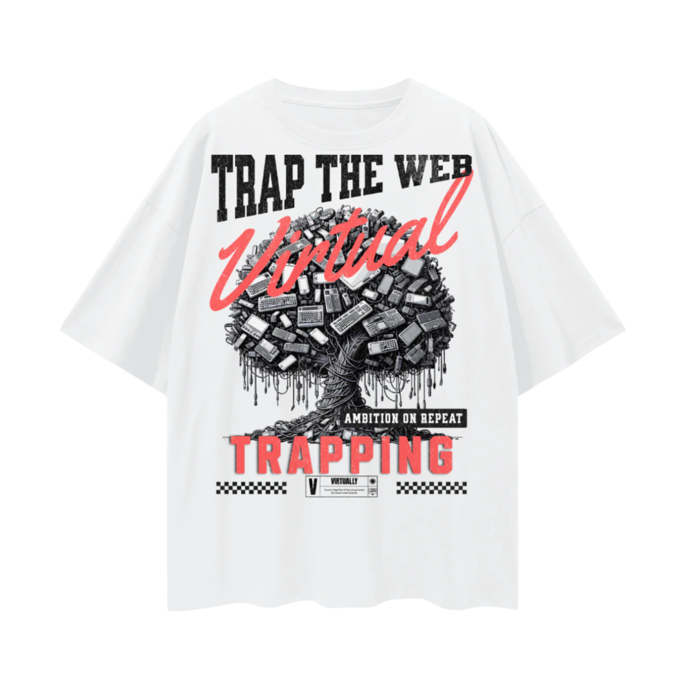 "Trap The Web" Oversize Deep Drop Shoulder Tee