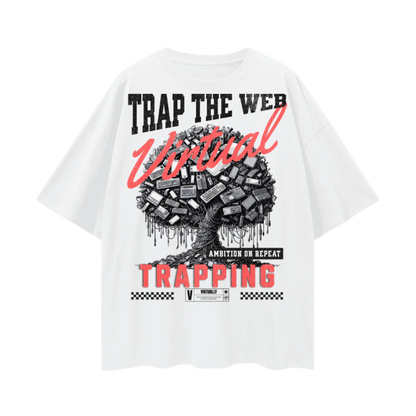 "Trap The Web" Oversize Deep Drop Shoulder Tee