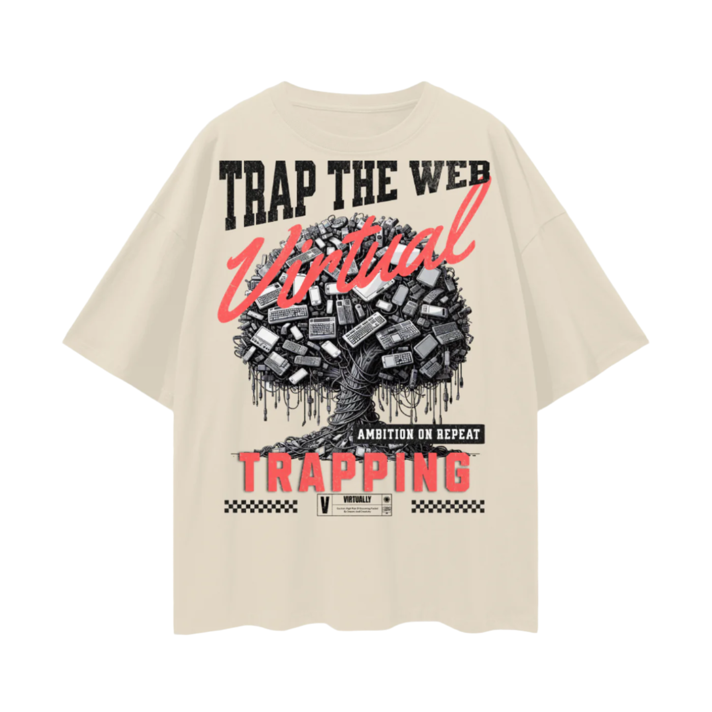 "Trap The Web" Oversize Deep Drop Shoulder Tee