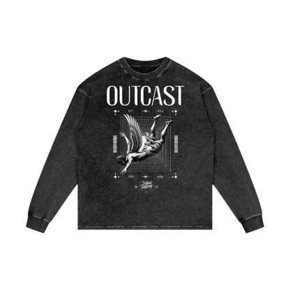 "Outcast" Acid Wash Oversize Long Sleeve Tee