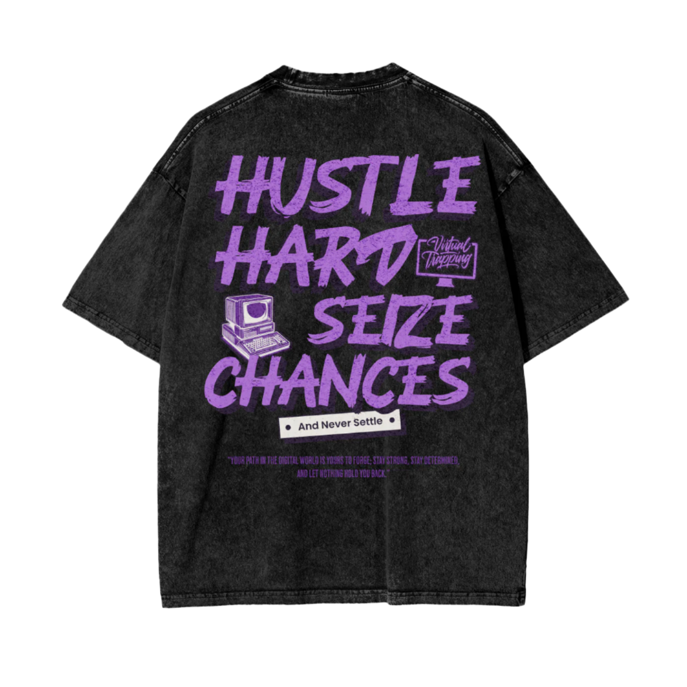 "Hustle Hard" Oversize Snow Washed T-Shirt