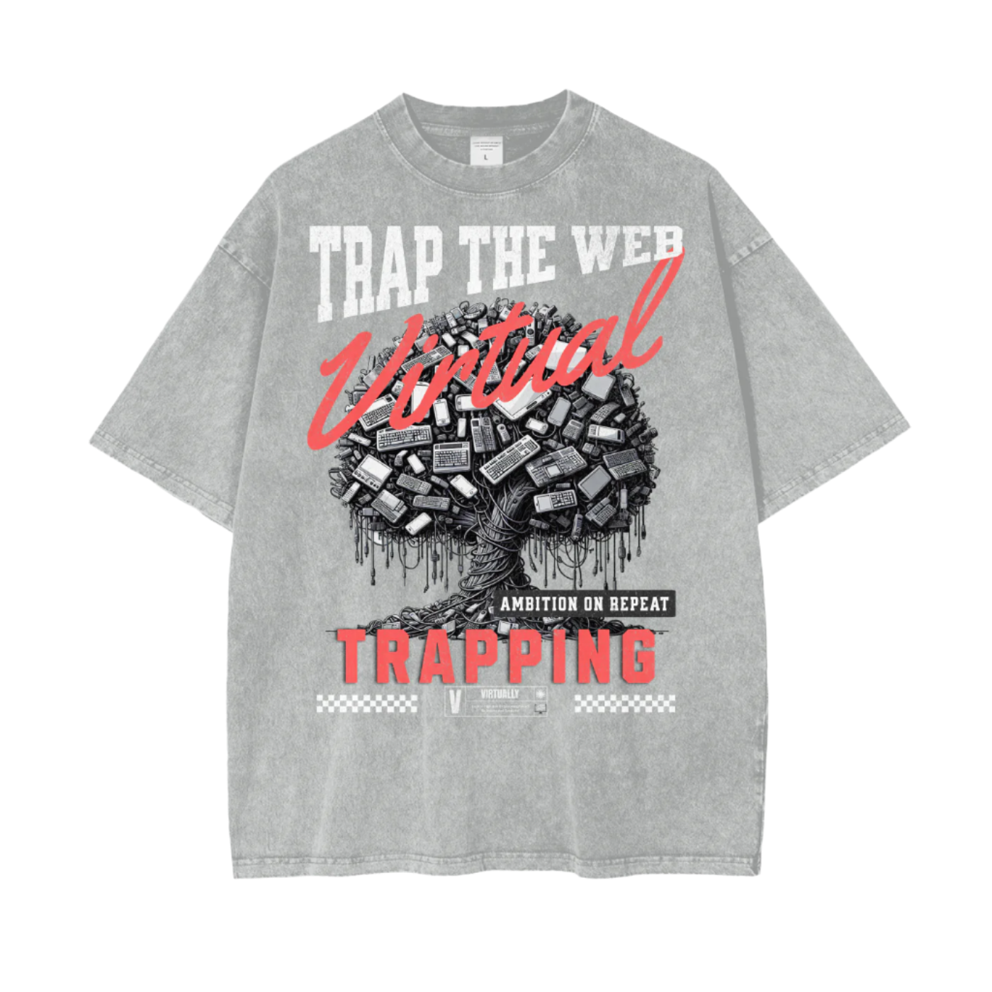 "Trap The Web" Oversize Snow Washed T-Shirt