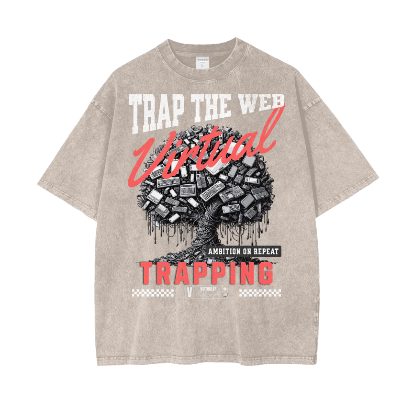 "Trap The Web" Oversize Snow Washed T-Shirt