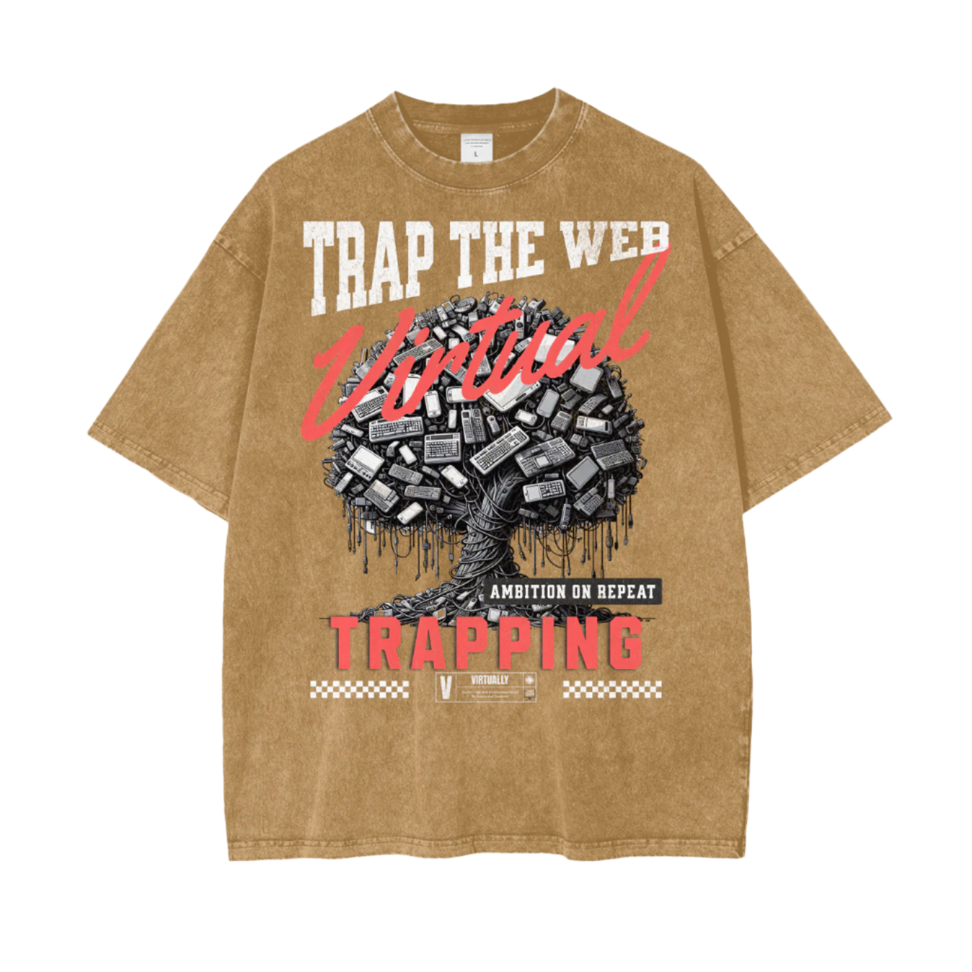 "Trap The Web" Oversize Snow Washed T-Shirt