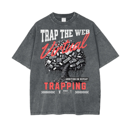 "Trap The Web" Oversize Snow Washed T-Shirt